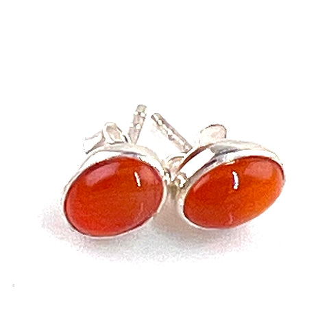 Carnelian Oval Sterling Silver Post Earrings - Keja Designs Jewelry