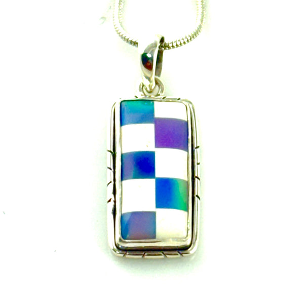 Opal  Checkerboard Sterling Silver Pendant - Keja Designs Jewelry