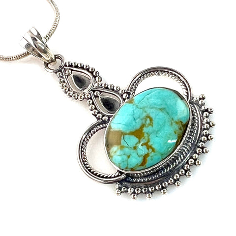 Turquoise Sterling Silver Pendant - Keja Designs Jewelry