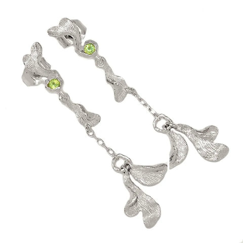 Peridot Organic Chain Sterling Silver Clutch Back Earrings - Keja Designs Jewelry