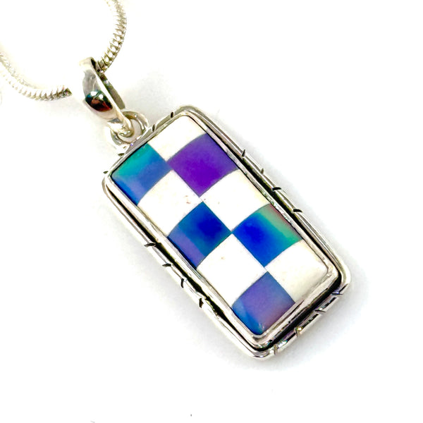 Opal  Checkerboard Sterling Silver Pendant - Keja Designs Jewelry