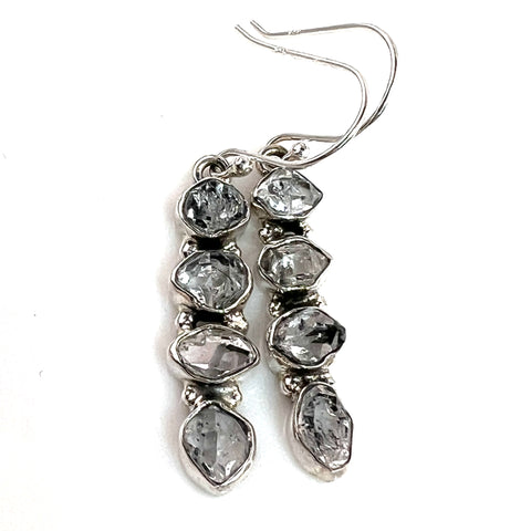 Herkimer Diamond Sterling Silver Four Stone Earrings