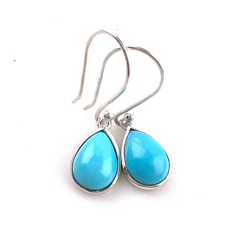 Turquoise Pear Shaped Sterling Silver Earrings - Keja Designs Jewelry