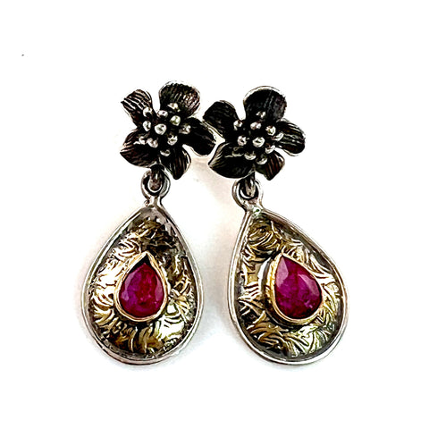 Ruby Sterling Silver Post Earrings - Keja Designs Jewelry