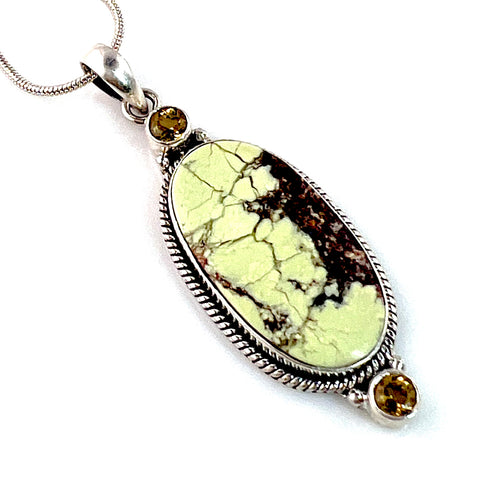 Chrysoprase and Citrine Sterling Silver Pendant - Keja Designs Jewelry