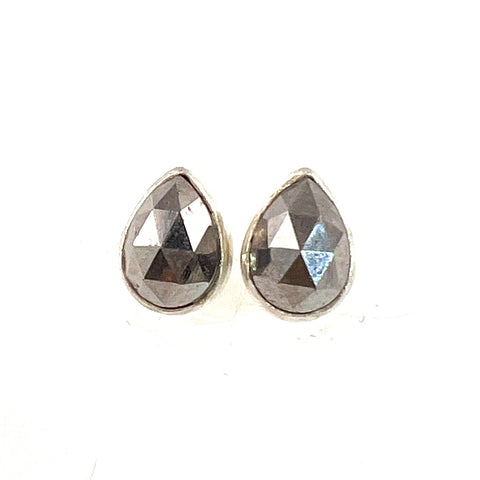 Faceted Hematite Post Earrings - Keja Designs Jewelry