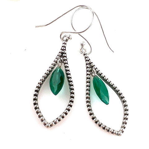 Emerald Sterling Silver Pear Shape Earrings