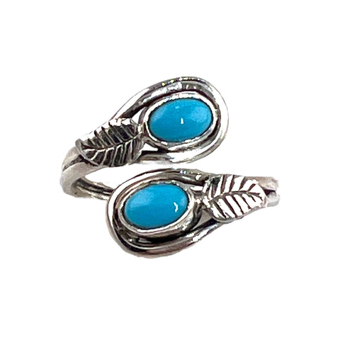 Turquoise Sterling Silver Adjustable Wrap Ring - Keja Designs Jewelry