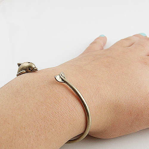 Animal Wrap Bracelet Dolphin Yellow Bronze - Keja Designs Jewelry