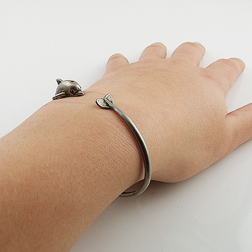 Animal Wrap Adjustable Bracelet White Bronze Dolphin - Keja Designs Jewelry