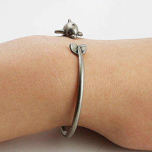 Animal Wrap Adjustable Bracelet White Bronze Dolphin - Keja Designs Jewelry