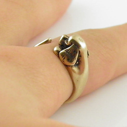 Animal Wrap Ring - Spaniel Dog - Yellow Bronze - Adjustable Ring - keja Jewelry - Keja Designs Jewelry