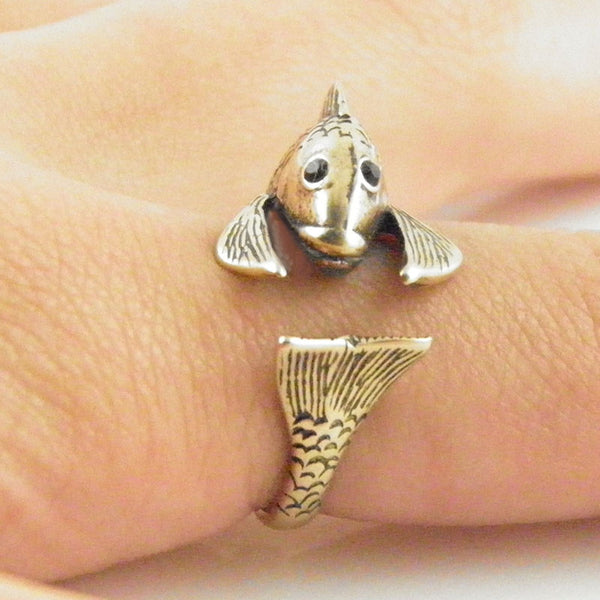 Animal Wrap Ring - Fish - Yellow Bronze - Adjustable Ring - keja jewelry - Keja Designs Jewelry