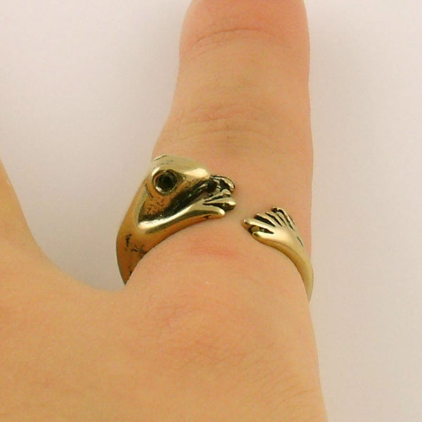 Animal Wrap Ring - Frog - Yellow Bronze - Adjustable Ring - keja jewelry - Keja Designs Jewelry