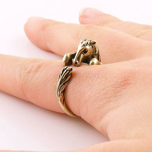 Animal Wrap Ring - Horse - Yellow Bronze - Adjustable Ring - keja jewelry - Keja Designs Jewelry
