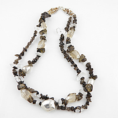 Smoky Quartz & Clear Quartz - Iced Coffee - Pure Silver Necklace - Keja Designs Jewelry