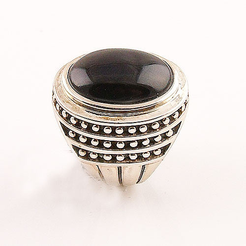 Black Onyx Sterling Silver Patina Ring - Keja Designs Jewelry