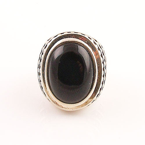 Black Onyx Sterling Silver Patina Ring - Keja Designs Jewelry