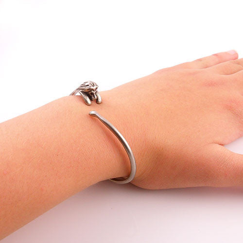 Animal Wrap Bracelet- Lion - White Bronze - Keja Designs Jewelry