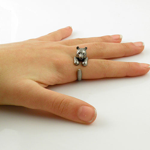 Animal Wrap Ring - Bear - White Bronze - Adjustable Ring - keja jewelry - Keja Designs Jewelry