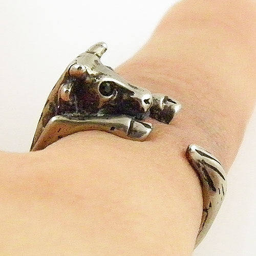 Animal Wrap Ring - Cow - White Bronze - Adjustable Ring - keja jewelry - Keja Designs Jewelry