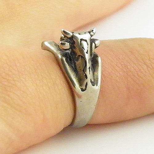 Animal Wrap Ring - Cow - White Bronze - Adjustable Ring - keja jewelry - Keja Designs Jewelry