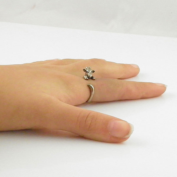 Animal Wrap Ring - Giraffe - White Bronze - Adjustable Ring - keja jewelry - Keja Designs Jewelry