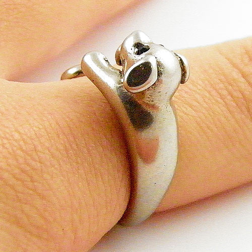 Animal Wrap Ring - Puppy - White Bronze - Adjustable Ring - keja jewelry - Keja Designs Jewelry