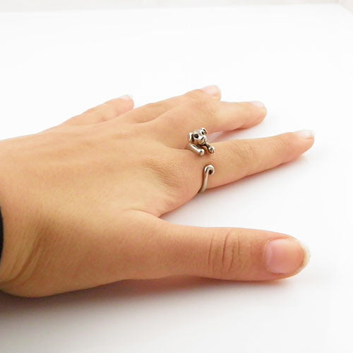Animal Wrap Ring - Puppy - White Bronze - Adjustable Ring - keja jewelry - Keja Designs Jewelry