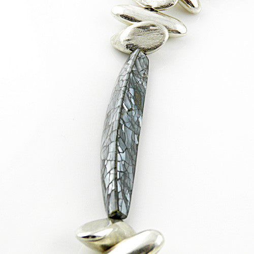 Mother of Pearl Mosaic Brushed Silver - Tribal Fever - Necklace - Keja Designs Jewelry