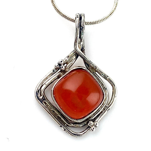 Carnelian Sterling Silver Wrapped Pendant - Keja Designs Jewelry