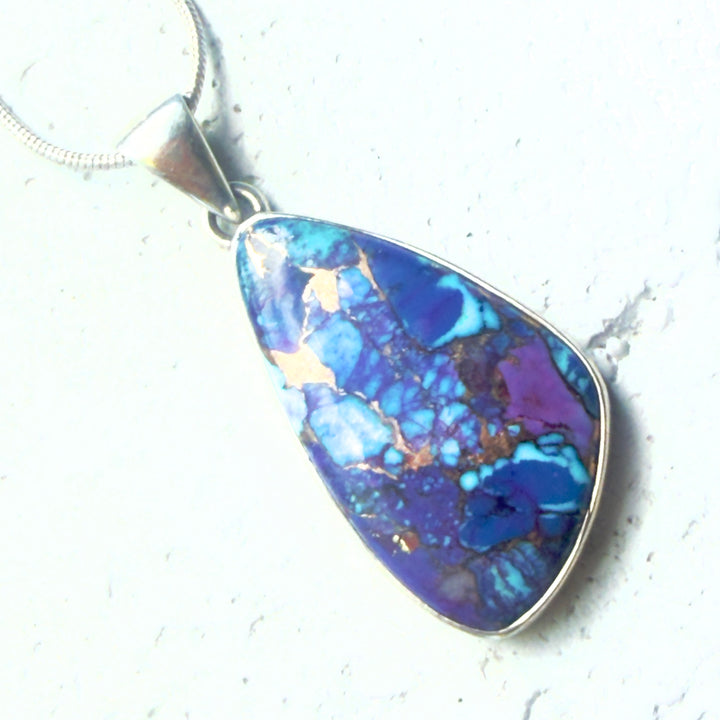 Purple Turquoise Sterling Silver Asymmetrical Pendant