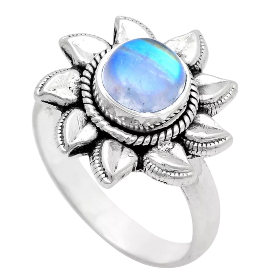 Moonstone Sterling Silver Sun Ring - Keja Designs Jewelry