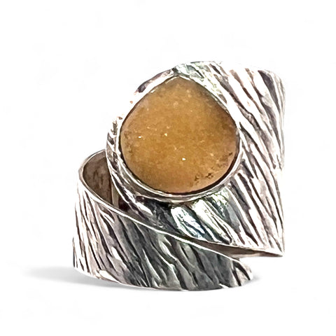 Agate Drusy Sterling Silver Wrap Ring