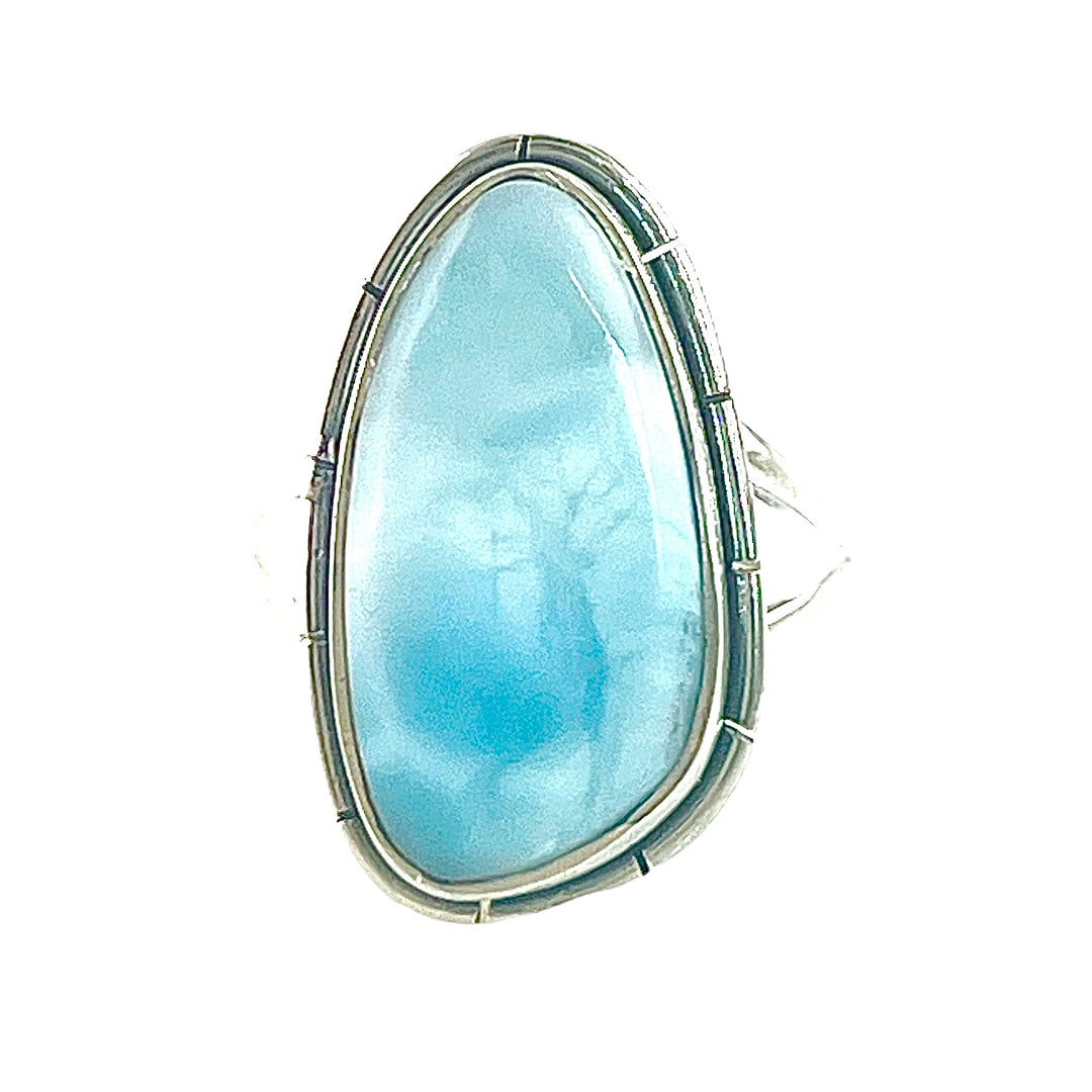 Larimar Sterling Silver Fancy Cut Ring - Keja Designs Jewelry