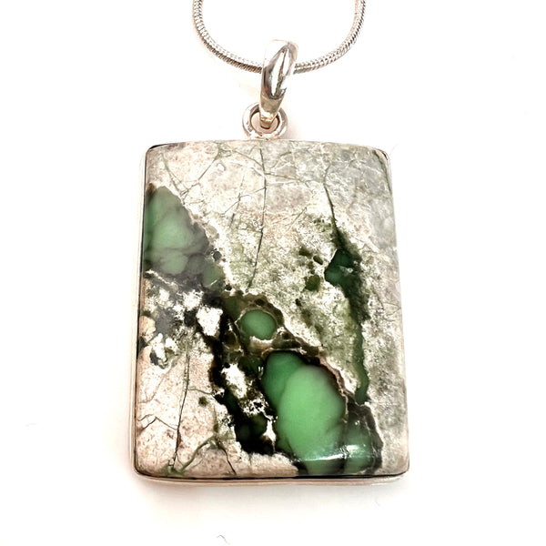 Variscite Sterling Silver Prominent Rectangular Pendant