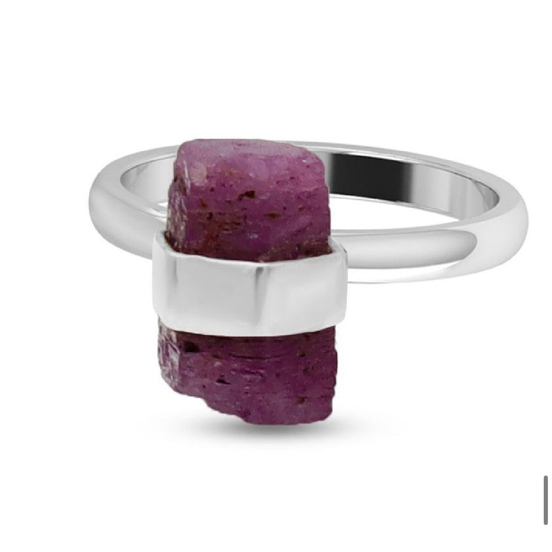 Raw Ruby Sterling Silver Ring