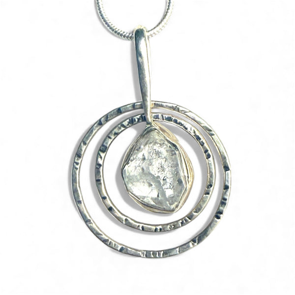 Herkimer Diamond Sterling Silver Circles Pendant - Keja Designs Jewelry