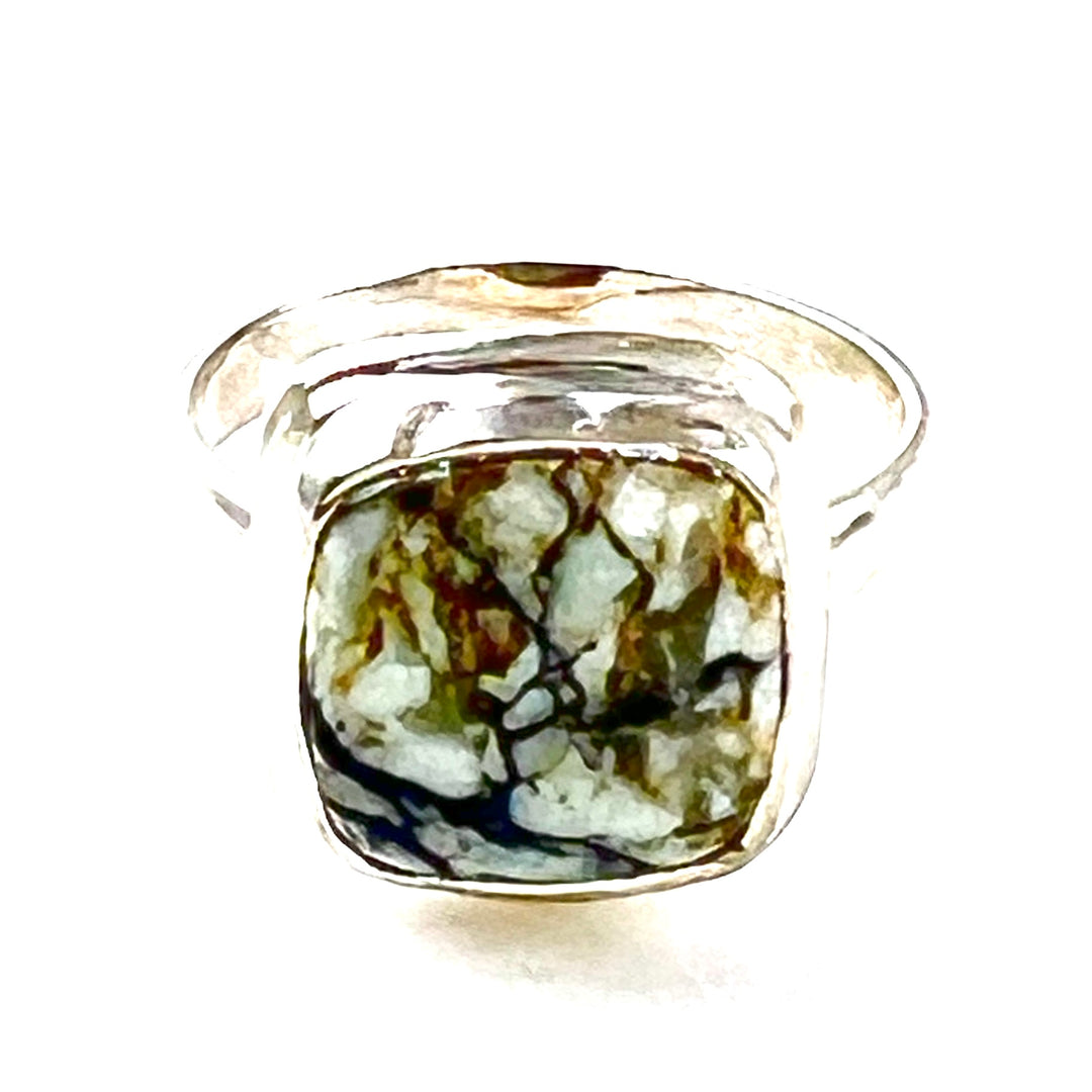 White Buffalo Sterling Silver  Square Ring - Keja Designs Jewelry