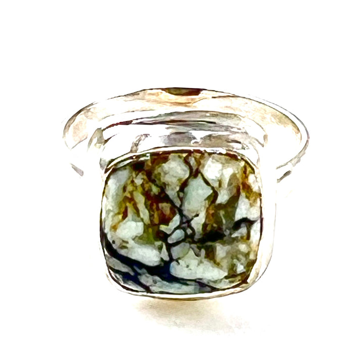 White Buffalo Sterling Silver  Square Ring - Keja Designs Jewelry
