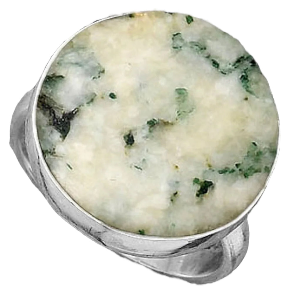 Tree Moss Agate Sterling Silver Rond Ring - Keja Designs Jewelry