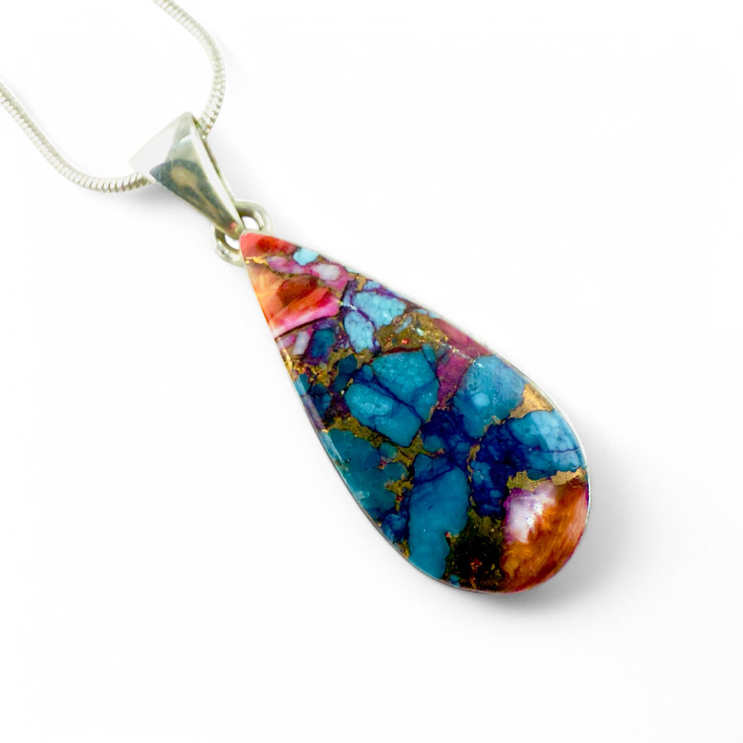 Kingman Dahlia Sterling Silver Sleek Pear Pendant - Keja Designs Jewelry