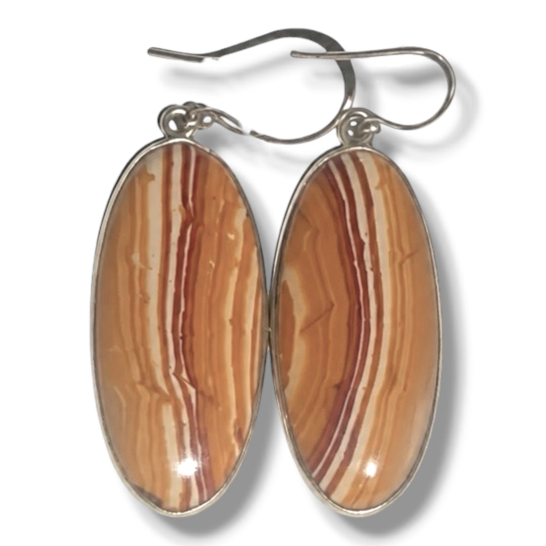 Dolomite Sterling Silver Oversized Elongated Oval Earrings