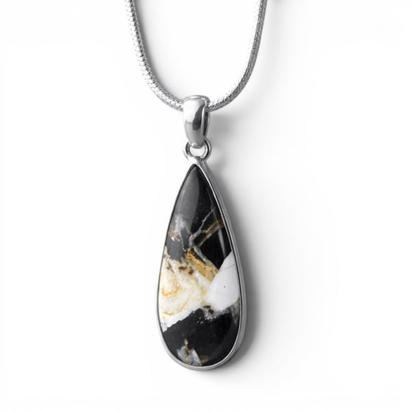 White Buffalo Sterling Silver Pear Shaped Pendant - Keja Designs Jewelry