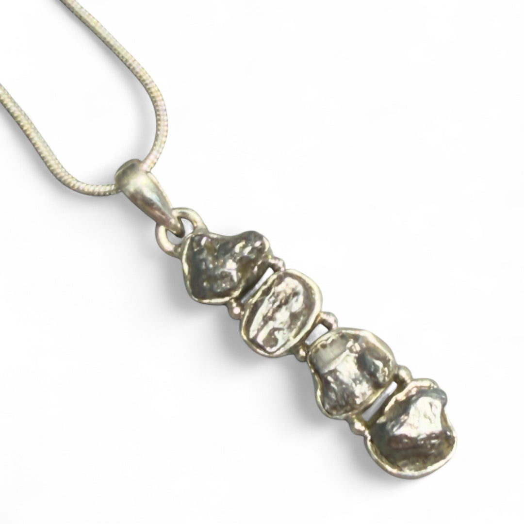 Campo de Cielo Meteorite Sterling Silver Four Stone Pendant - Keja Designs Jewelry