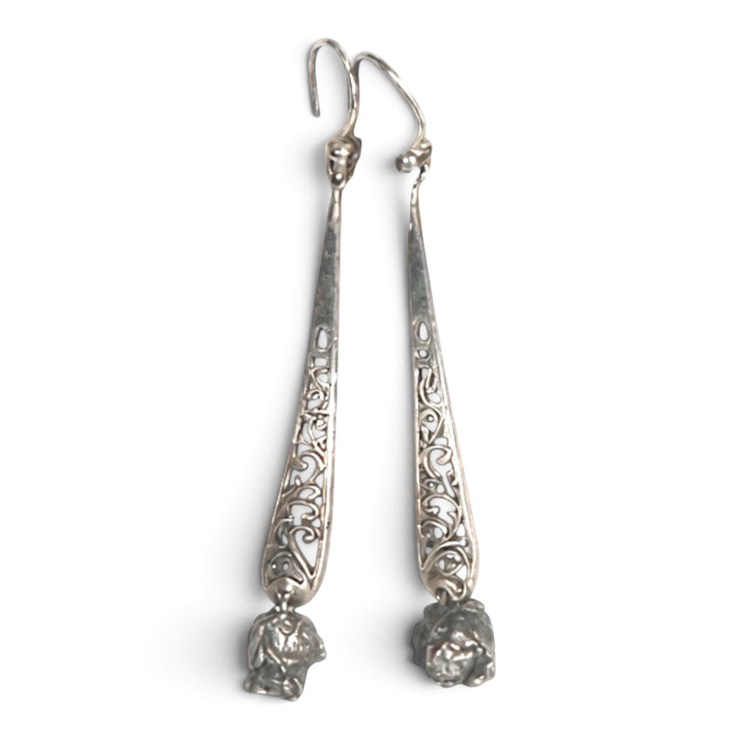 Campo de Cielo Meteorite Sterling Silver Nugget Dangle Earrings
