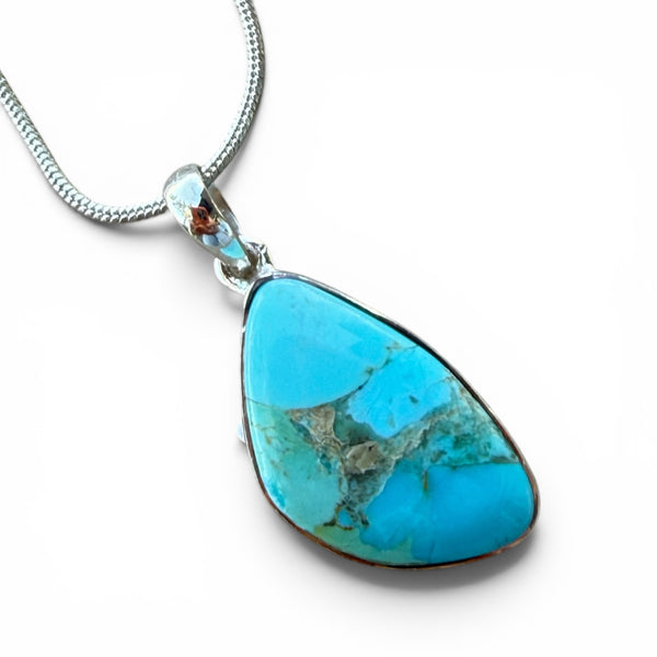 Turquoise Sterling Silver Fancy Cut Pendant