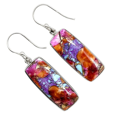 Kingman Dahlia Sterling Silver Rectangular Earrings - Keja Designs Jewelry