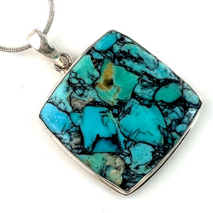 Turquoise Sterling Silver Square Pendant