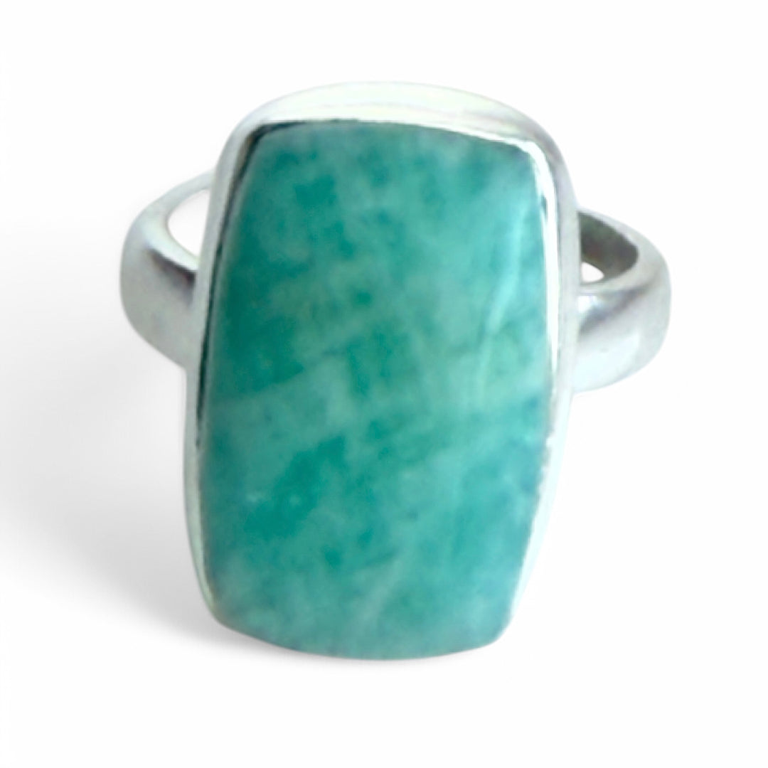 Amazonite Sterling Silver Rectangular Ring - Keja Designs Jewelry